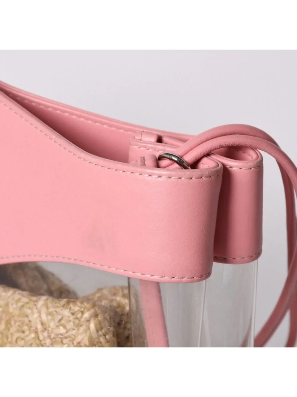 Chanel 31 Large Shopping Bag CC Logo Straw Leather Vinyl Pink